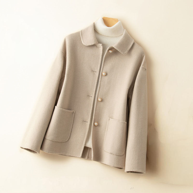 Veste En Cachemire Fioren Col Évasé Boutons Devant Poches Plaquées Légère Et Douce