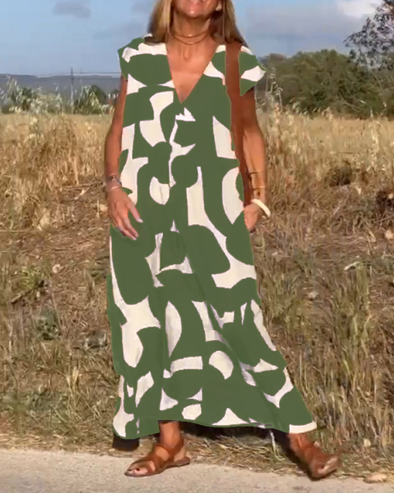 Fiorina-Druckkleid mit V-Ausschnitt