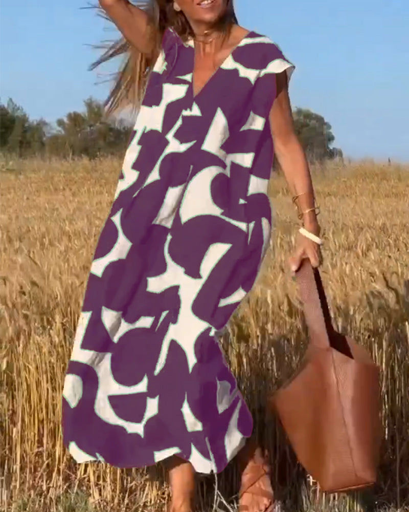 Fiorina-Druckkleid mit V-Ausschnitt