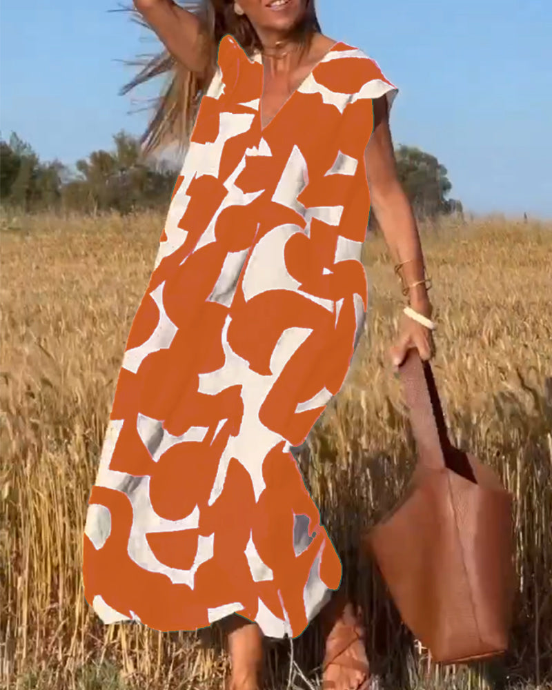 Fiorina-Druckkleid mit V-Ausschnitt