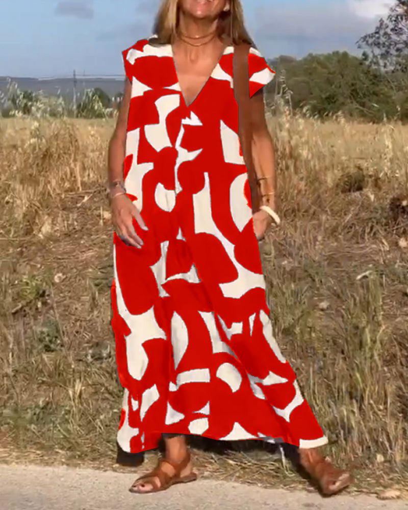 Fiorina-Druckkleid mit V-Ausschnitt