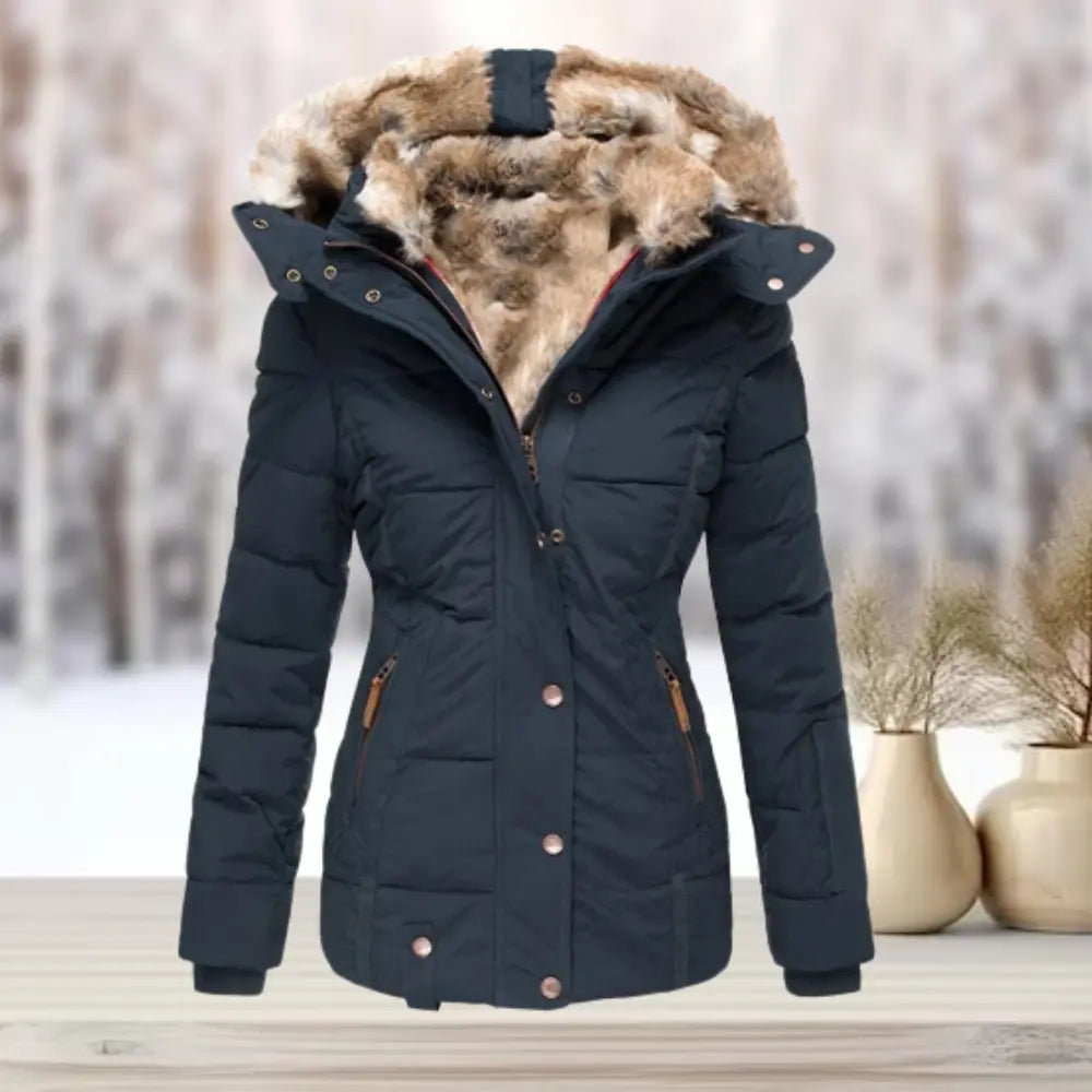 Doudoune Femme Ajustée en Duvet avec Doublure en Fourrure Synthétique pour Confort Chaud et Élégance Quotidienne