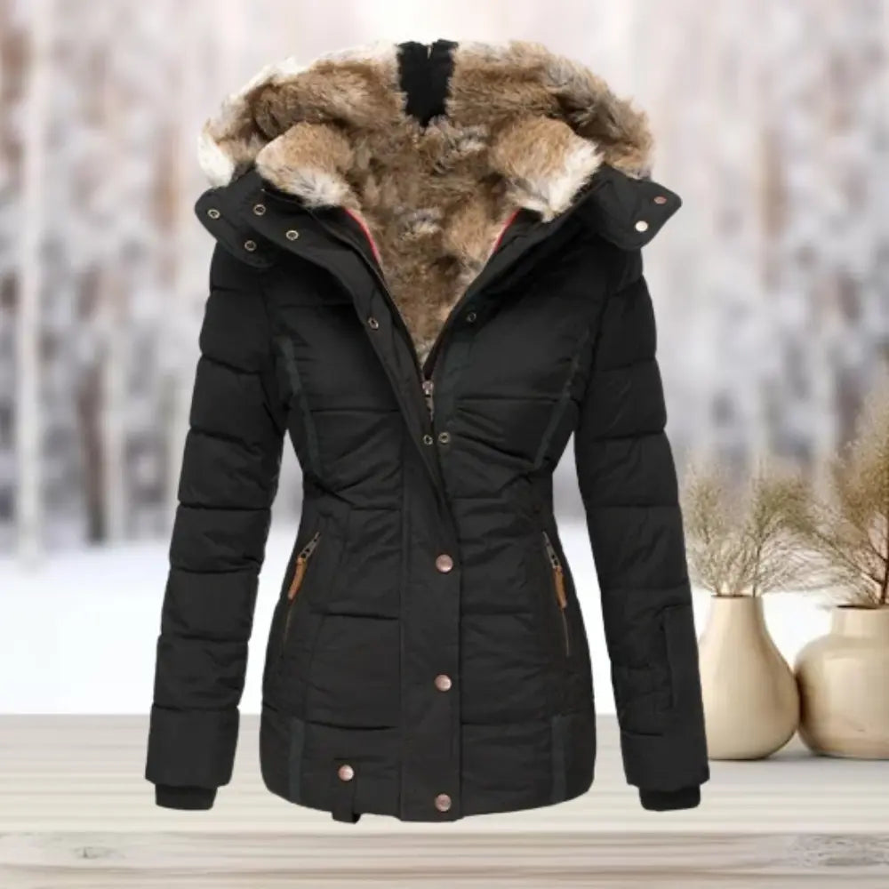 Doudoune Femme Ajustée en Duvet avec Doublure en Fourrure Synthétique pour Confort Chaud et Élégance Quotidienne