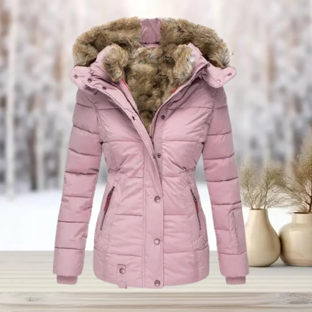 Doudoune Femme Ajustée en Duvet avec Doublure en Fourrure Synthétique pour Confort Chaud et Élégance Quotidienne