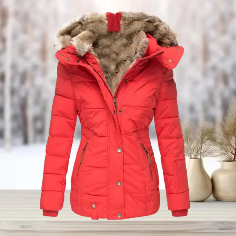 Doudoune Femme Ajustée en Duvet avec Doublure en Fourrure Synthétique pour Confort Chaud et Élégance Quotidienne