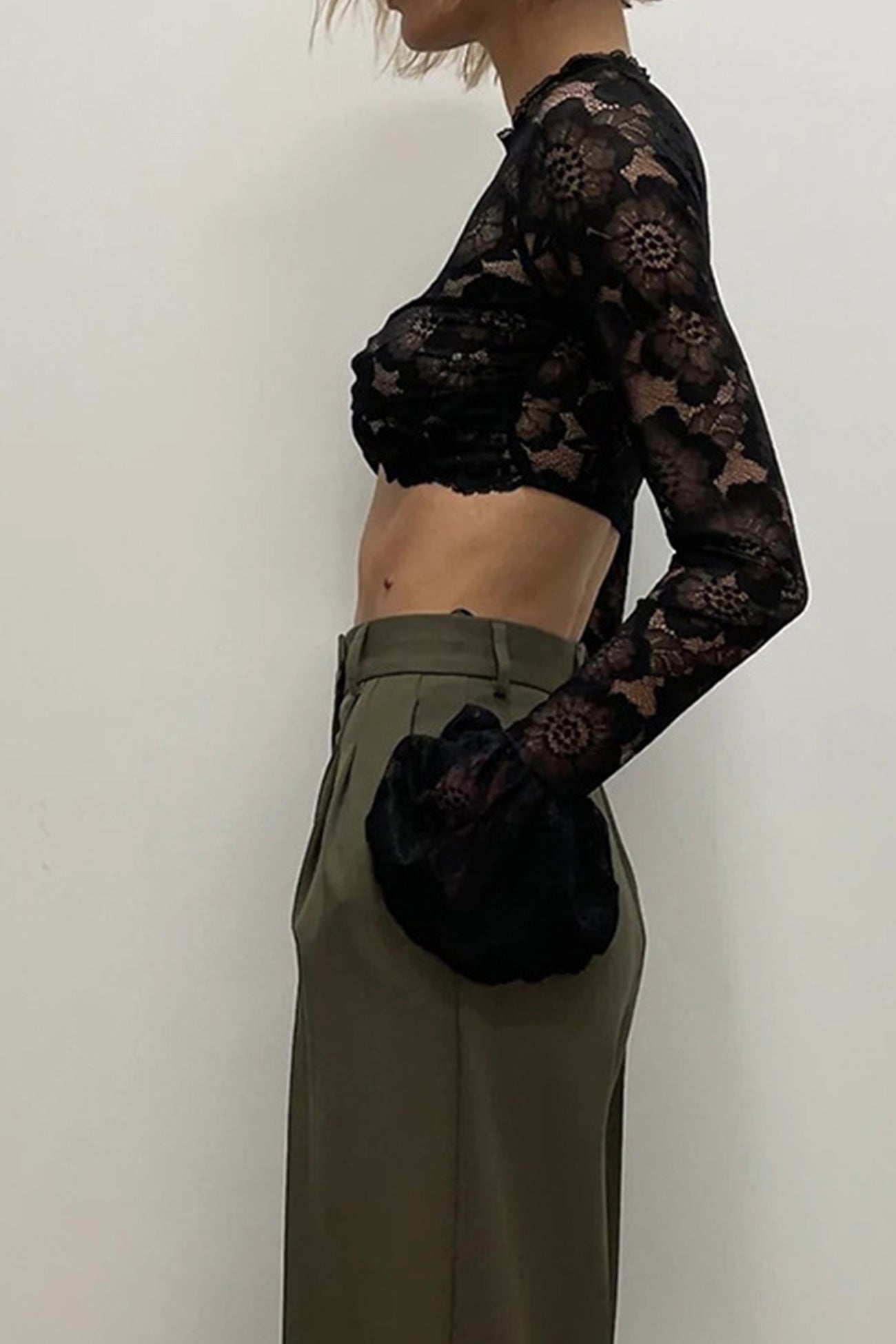 Cropped Häkel Top von Fudus mit Ärmeln