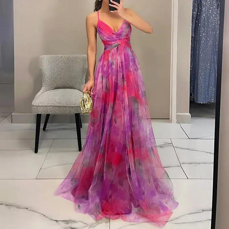 Robe Maxi Fleurie Pour Femmes Élégante Et Aérienne Pour Mariage D'Été Et Réceptions