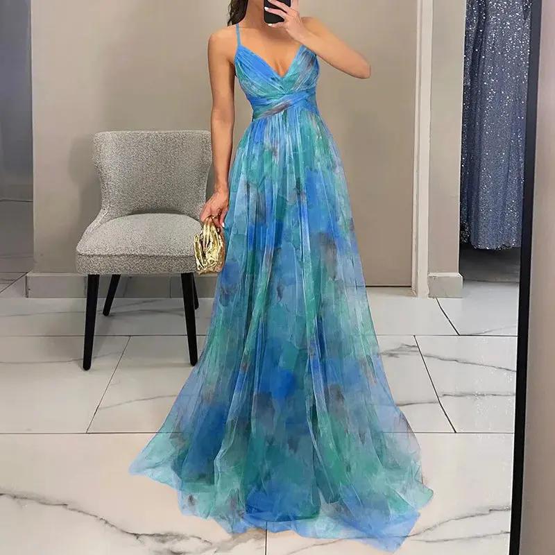 Robe Maxi Fleurie Pour Femmes Élégante Et Aérienne Pour Mariage D'Été Et Réceptions