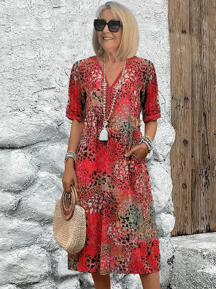 Robe Midi Florale Amawinc Pour Femmes Style Été Léger Et Élégant Sans Effort Pour Brunch Vacances