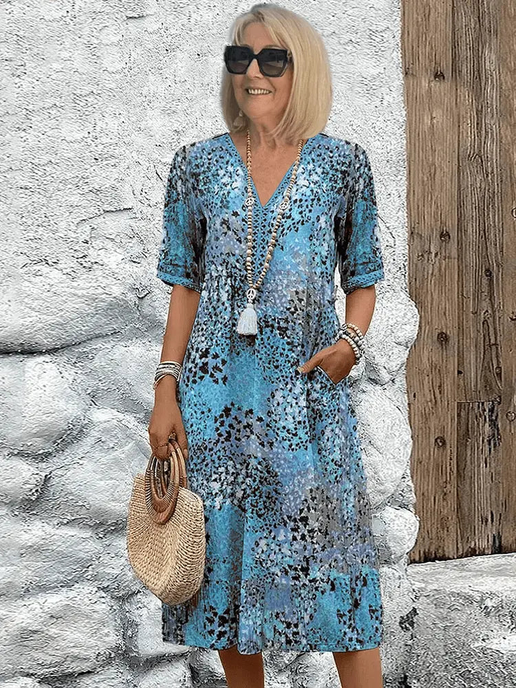 Robe Midi Florale Amawinc Pour Femmes Style Été Léger Et Élégant Sans Effort Pour Brunch Vacances