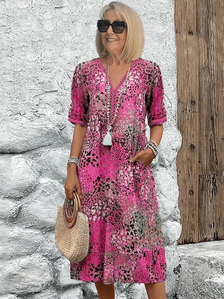 Robe Midi Florale Amawinc Pour Femmes Style Été Léger Et Élégant Sans Effort Pour Brunch Vacances