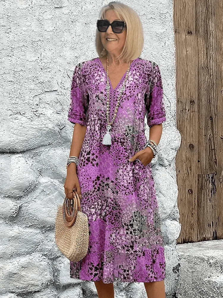 Robe Midi Florale Amawinc Pour Femmes Style Été Léger Et Élégant Sans Effort Pour Brunch Vacances