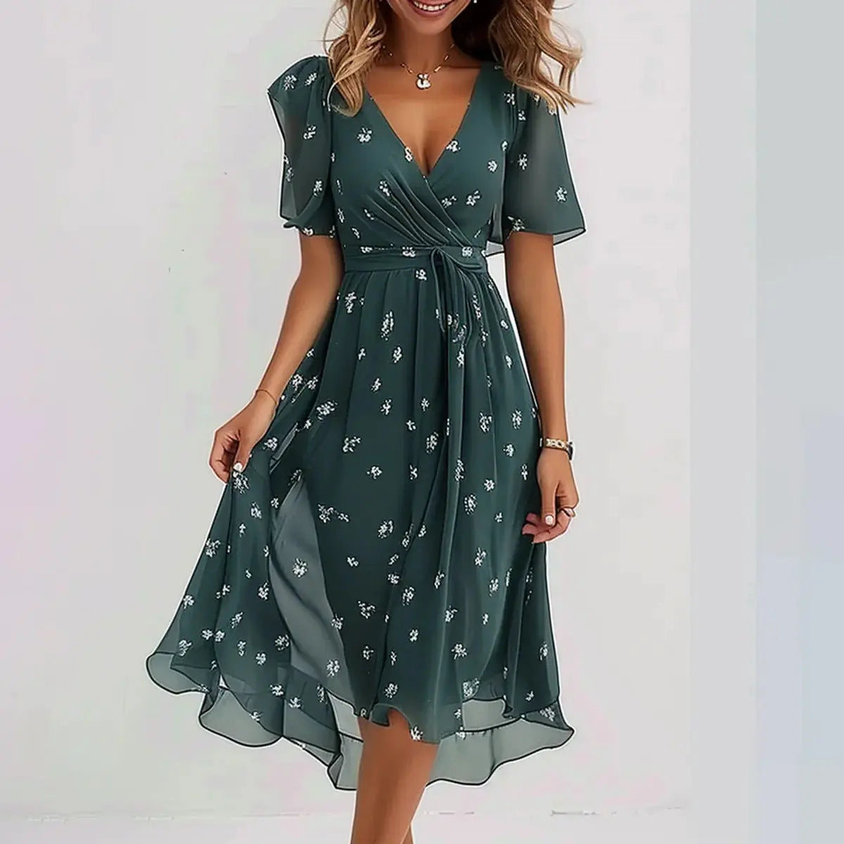 Robe Midi Florale Pour Femmes Élégance Sans Effort Avec Coupe Fluide Parfaite Pour Été Et Événements