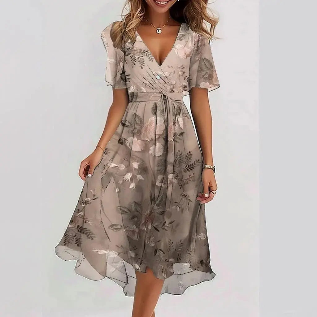 Robe Midi Florale Pour Femmes Élégance Sans Effort Avec Coupe Fluide Parfaite Pour Été Et Événements