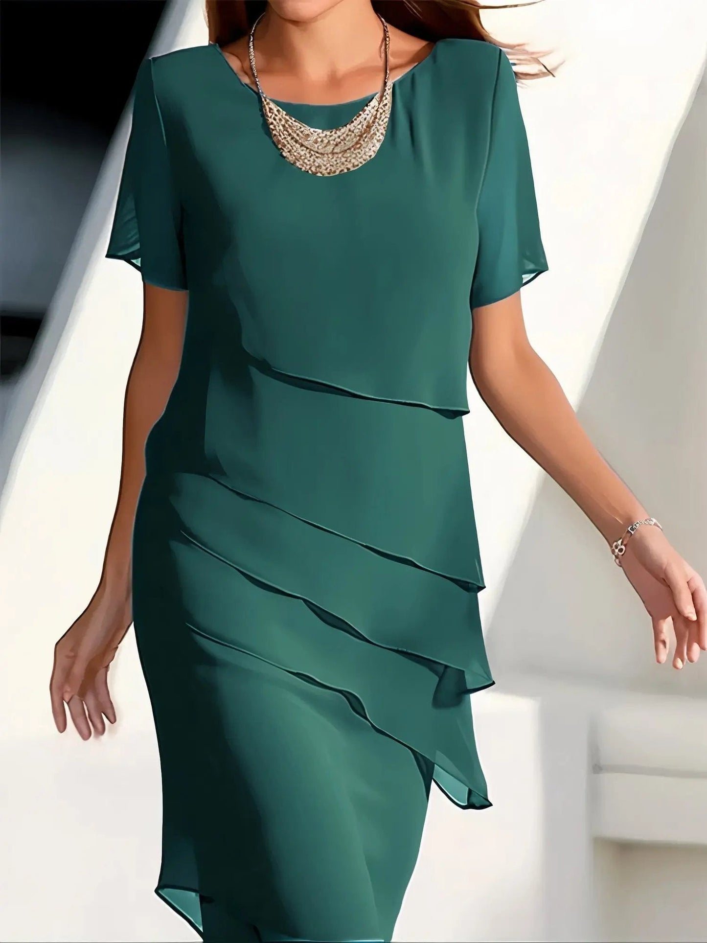 Robe Chiffon Fluide À Couches Pour Femmes Invitée De Mariage Été Élégante Style Jour Nuit