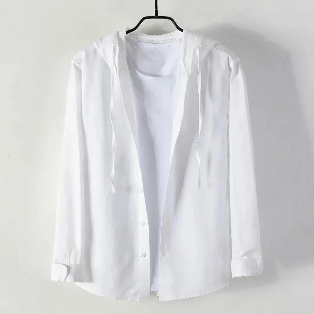 Chemise Fran En Lin Avec Capuche À Cordon Et Tshirt Blanc Intégré Pour Plage Décontractée Amawinc