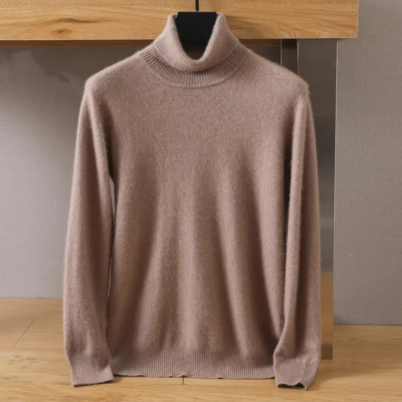 Pull Velours Éclat François Blanchet Avec Col Roulé Haut Design Minimaliste Élégance Discrète
