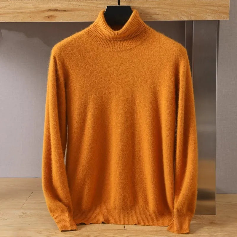 Pull Velours Éclat François Blanchet Avec Col Roulé Haut Design Minimaliste Élégance Discrète