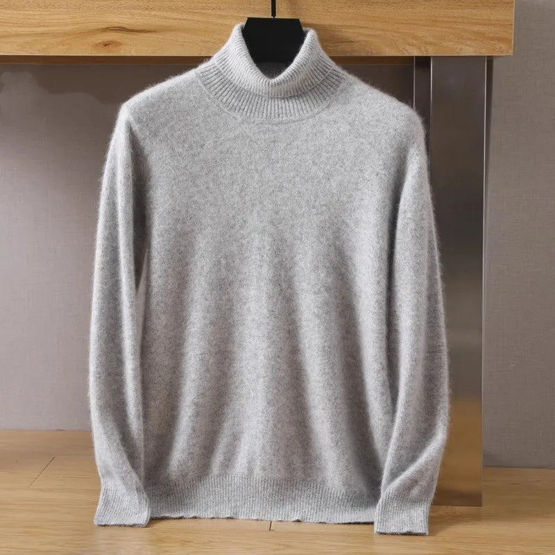 Pull Velours Éclat François Blanchet Avec Col Roulé Haut Design Minimaliste Élégance Discrète