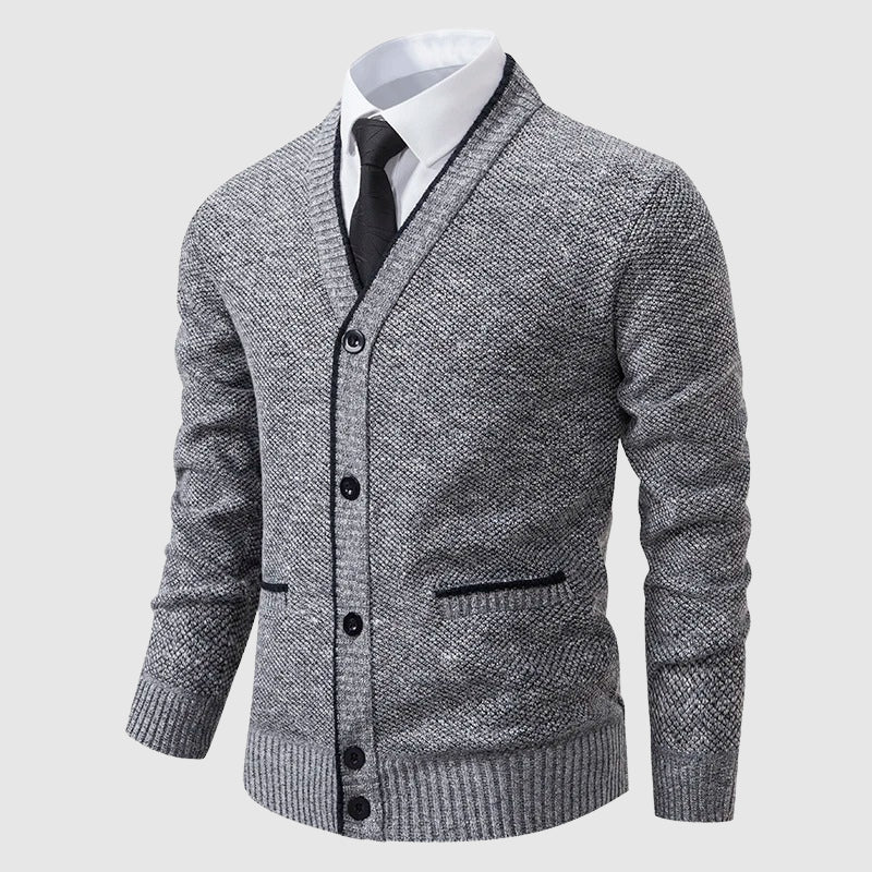 Cardigan Élégant À Col V François Blanchet En Mélange Polyester Acrylique Poches Discrètes