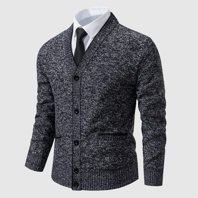 Cardigan Élégant À Col V François Blanchet En Mélange Polyester Acrylique Poches Discrètes