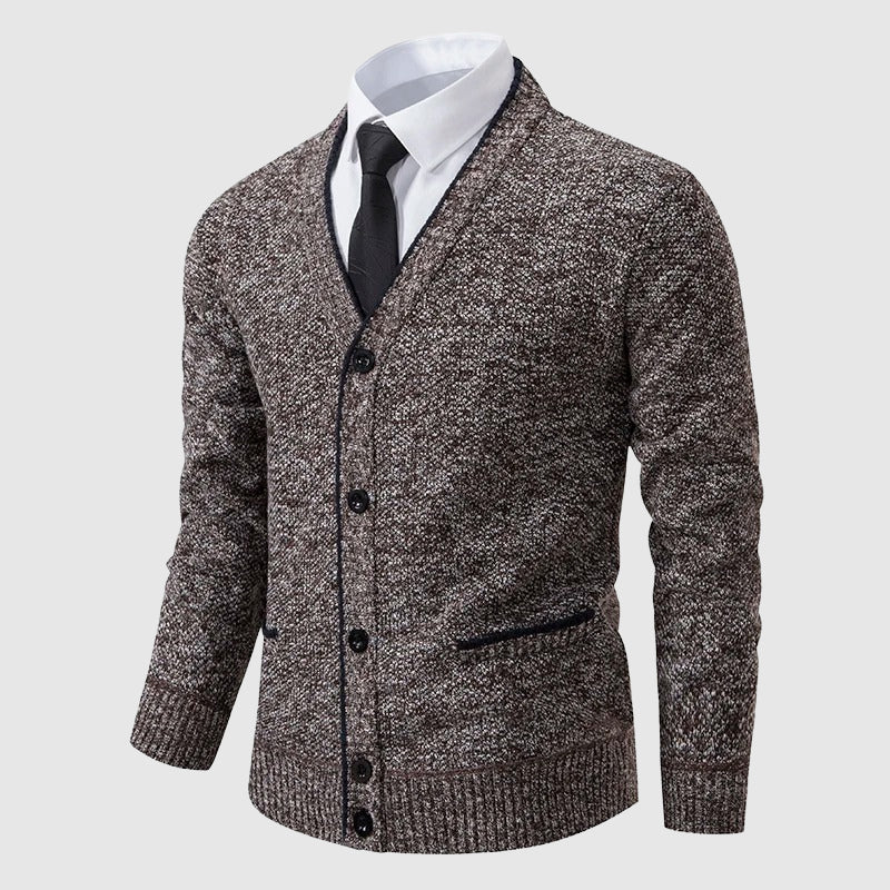 Cardigan Élégant À Col V François Blanchet En Mélange Polyester Acrylique Poches Discrètes