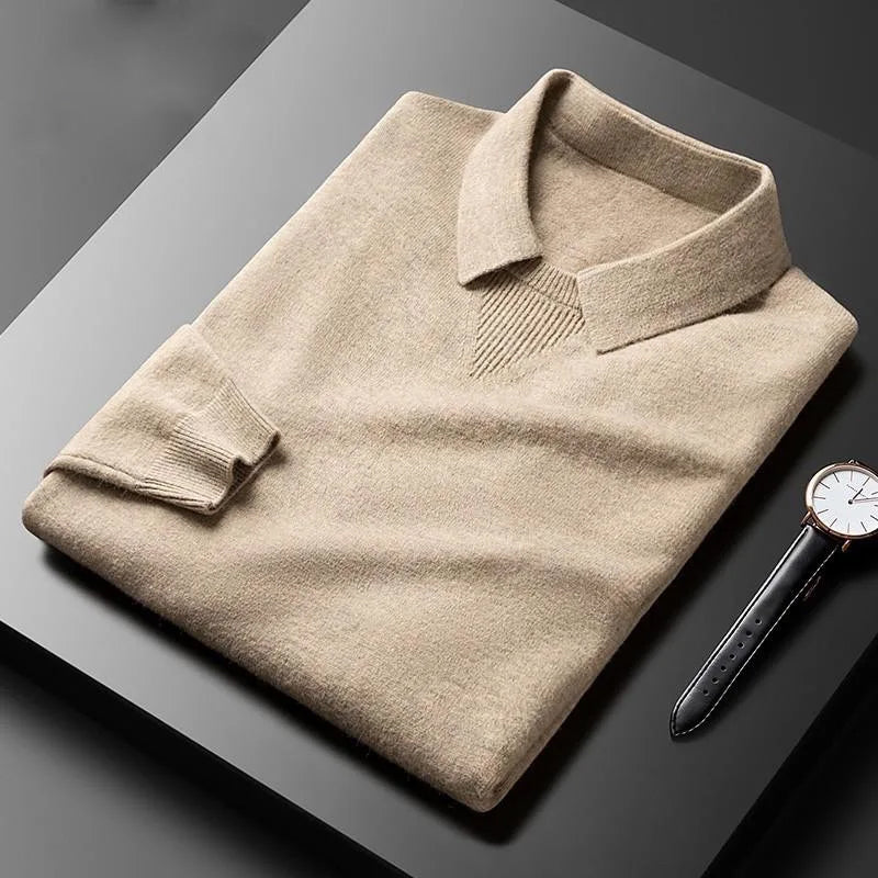 Pull Essentiel François Blanchet En Laine Légère Avec Col Chemise Et Manches Longues Élégant