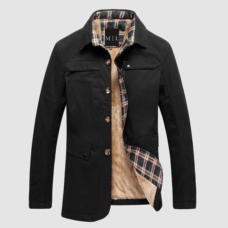 Veste Homme Amawinc Doublée Polaire Coupe Regular Mi Longue Avec Poches À Rabat Et Boutons