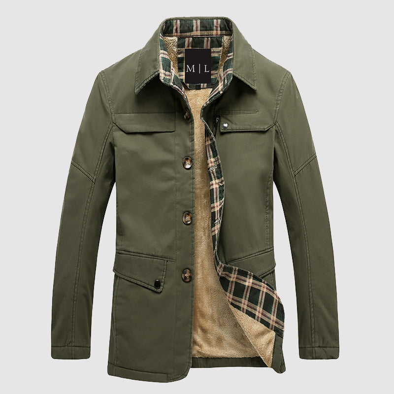 Veste Homme Amawinc Doublée Polaire Coupe Regular Mi Longue Avec Poches À Rabat Et Boutons