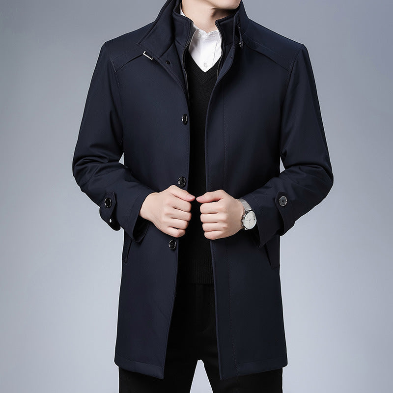 Manteau Business François Blanchet Premier Col Montant Et Fermeture Éclair Tissu Infroissable Chaud Et Coupe Ample