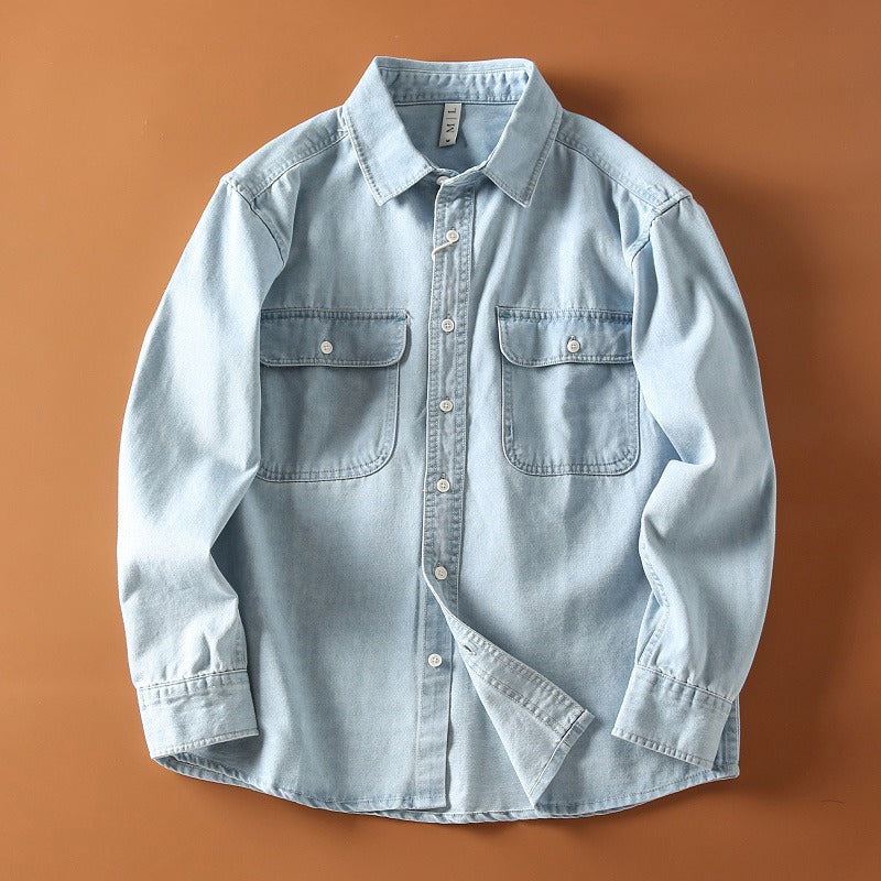 Chemise Denim Rétro François Blanchet Décontractée De Travail Moderne Avec Charme Vintage
