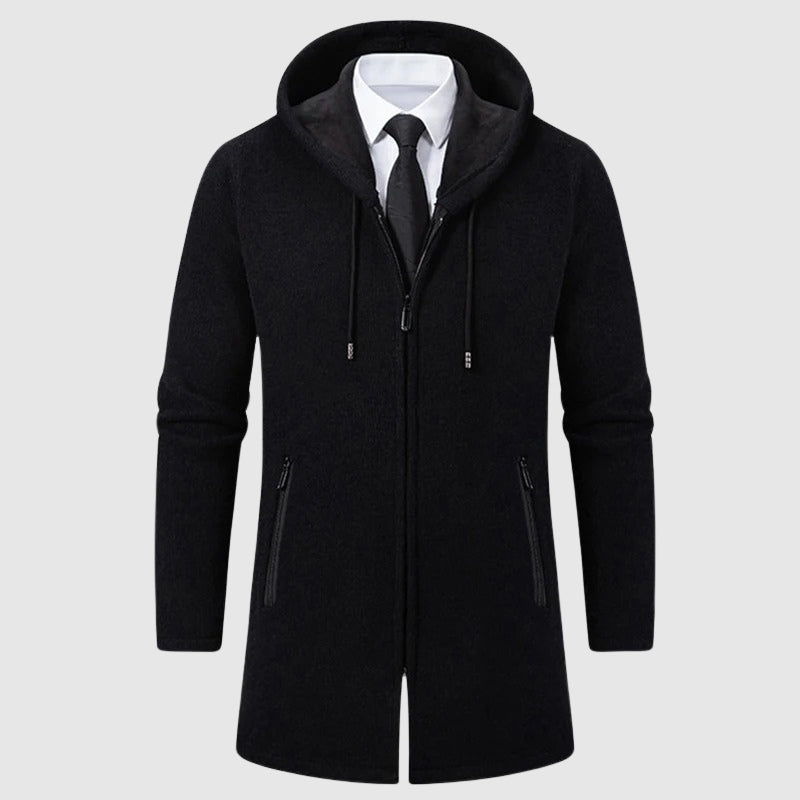 Manteau à Capuche Rustique François Blanchet En Maille Polaire Chaude Zippé Intérieur Confortable Pour Automne Hiver