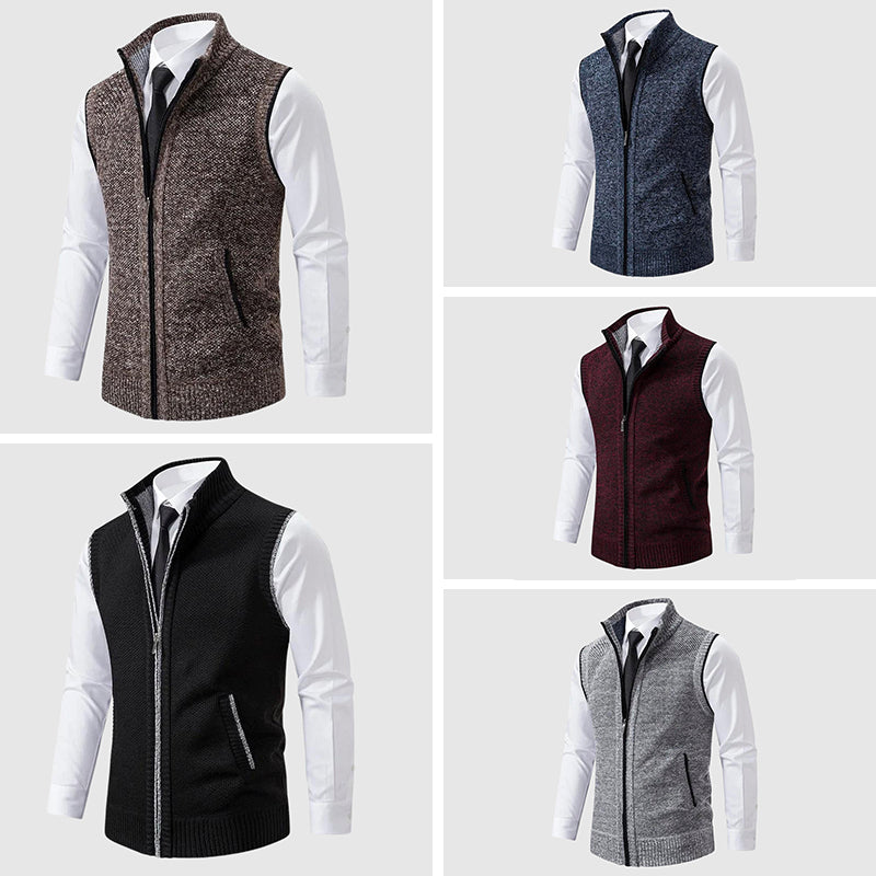 Gilet Maille Zippé Sans Manches François Blanchet Confortable Et Chaud En Mélange De Laine Pour Style Décontracté