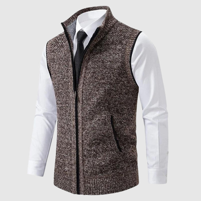 Gilet Zippé Sans Manches Pour Homme Carter Amawinc En Maille Polyester Polyvalent Chaleur Chic