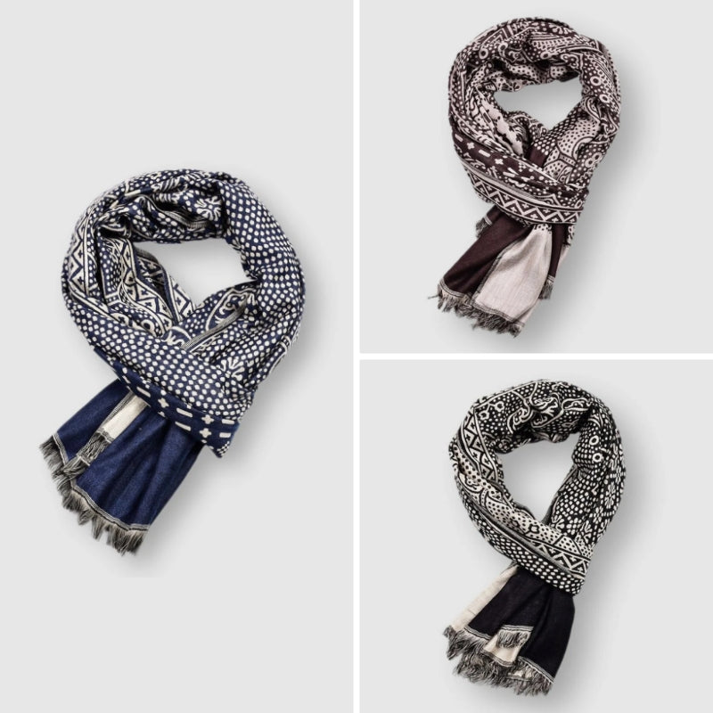 Écharpe En Coton François Blanchet Motif Unique Trois Couleurs Vives Pour Style Raffiné Et Confort Chaud