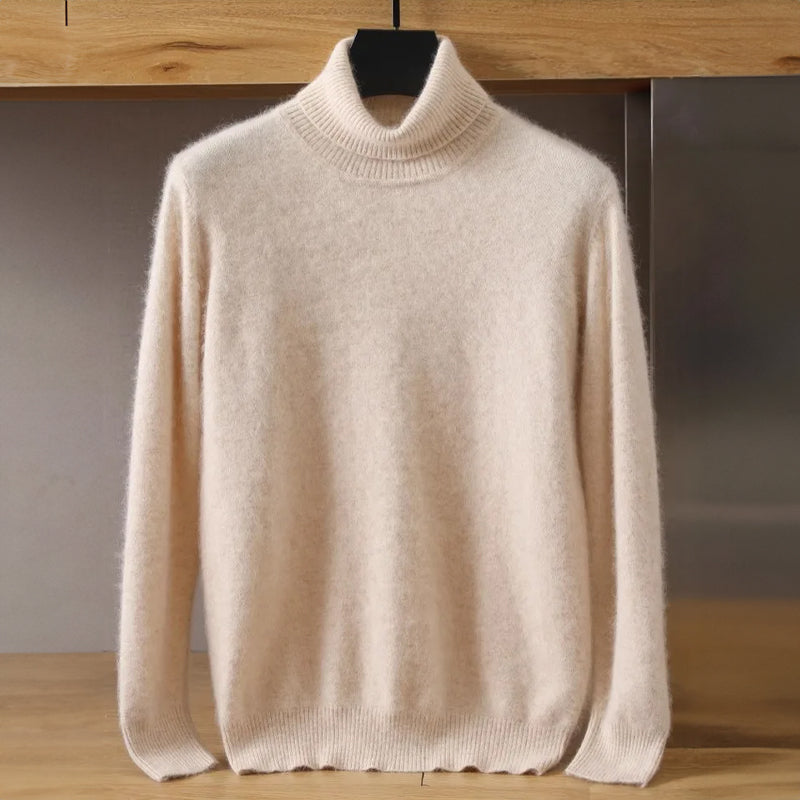 Pull Velours Éclat François Blanchet Avec Col Roulé Haut Design Minimaliste Élégance Discrète