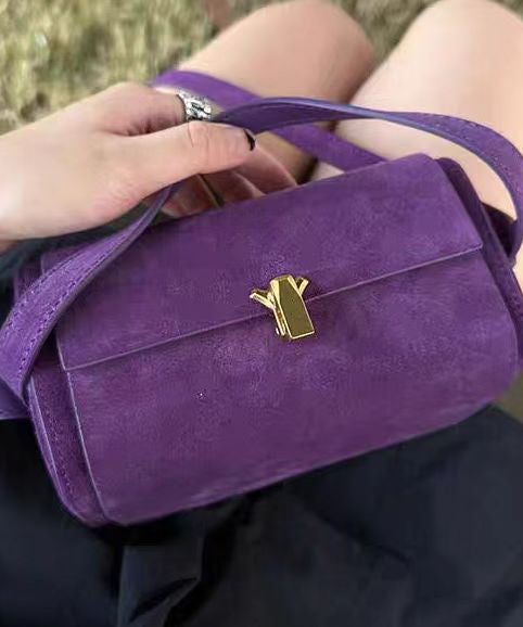 Sac bandoulière polyvalent en daim violet français - Amawinc