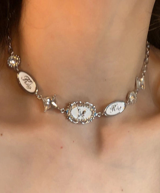 Collier princesse papillon en alliage de soie française émaillé goutte à goutte - Amawinc