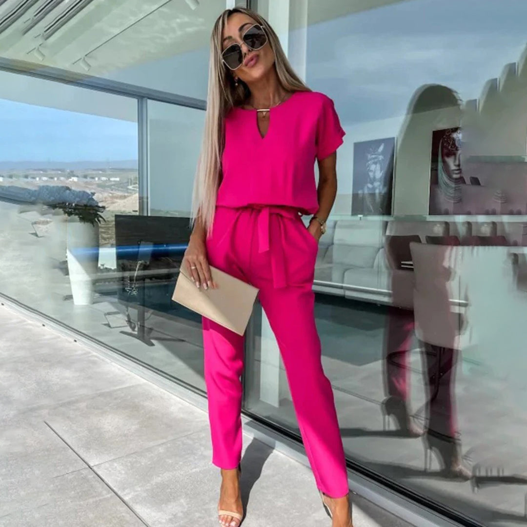 Combinaison Femme Élégante Manches Courtes Taille Élastique Confortable Pour Amawinc