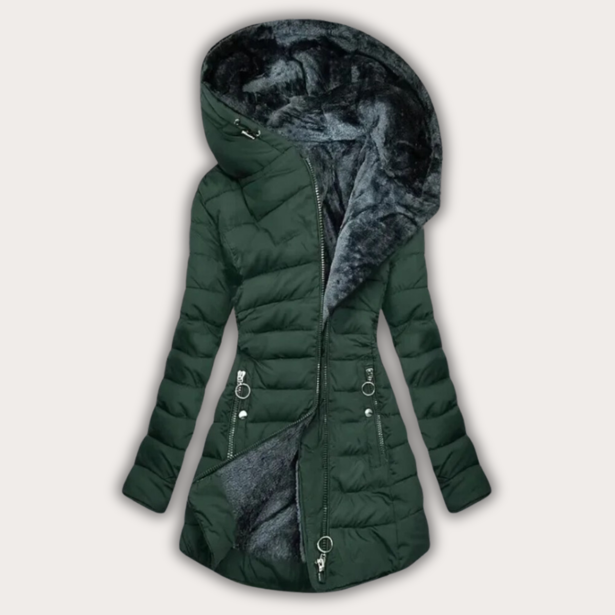 Damen Daunenjacke mit warmer Fellkapuze