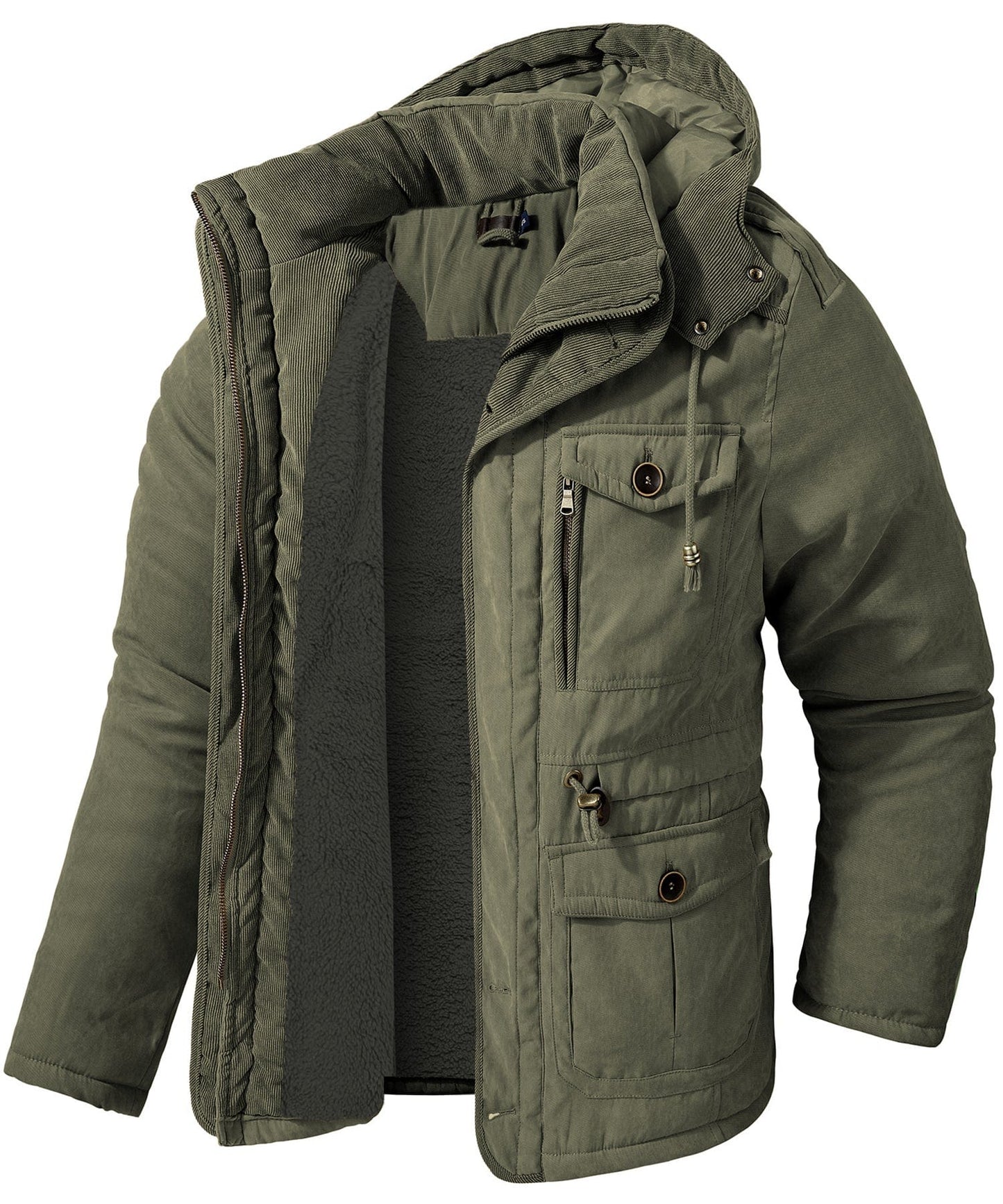 Veste Isolante Hivernale Pour Homme Avec Doublure Polaire Et Capuche Lourde Durable Amawinc