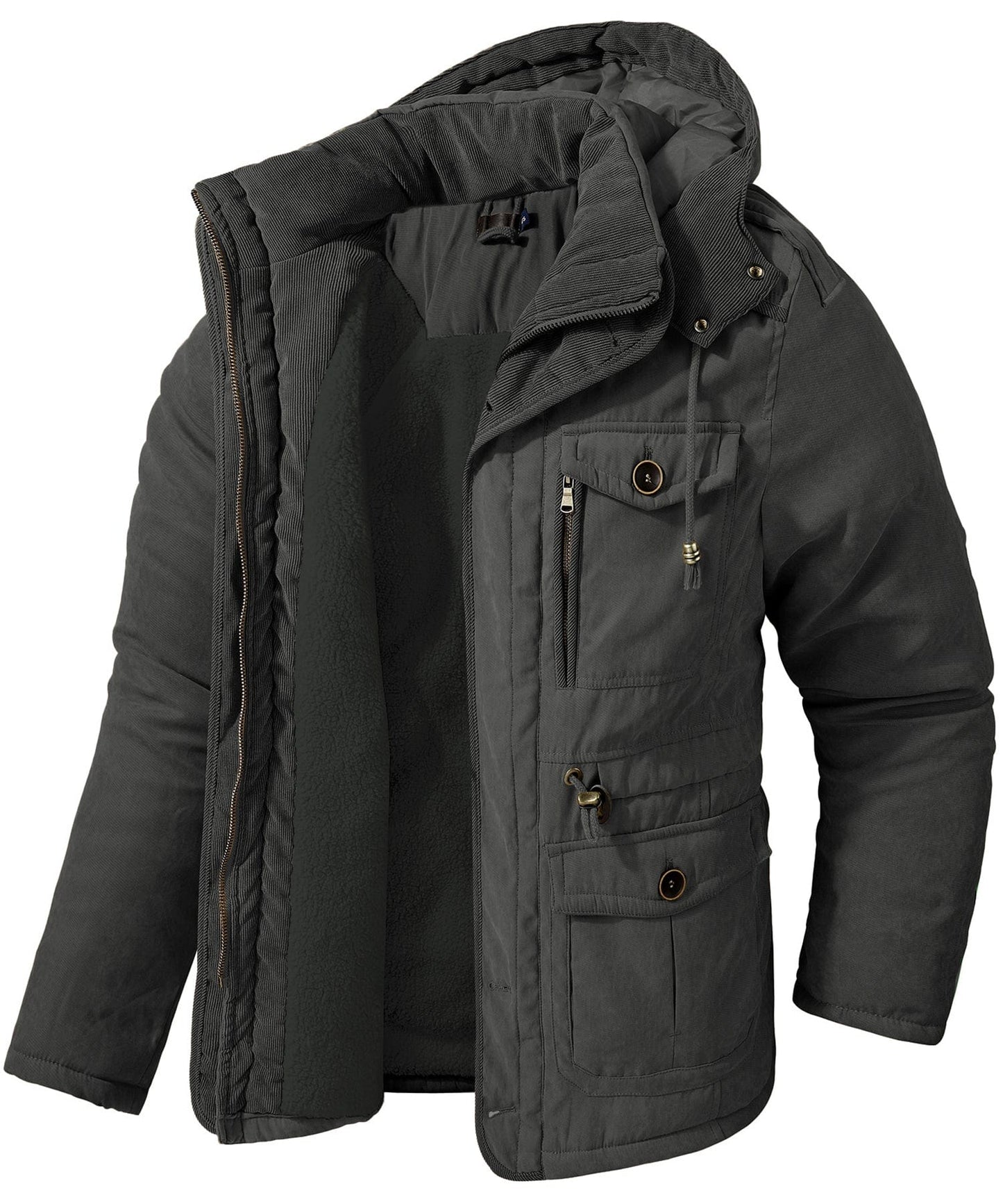 Veste Isolante Hivernale Pour Homme Avec Doublure Polaire Et Capuche Lourde Durable Amawinc