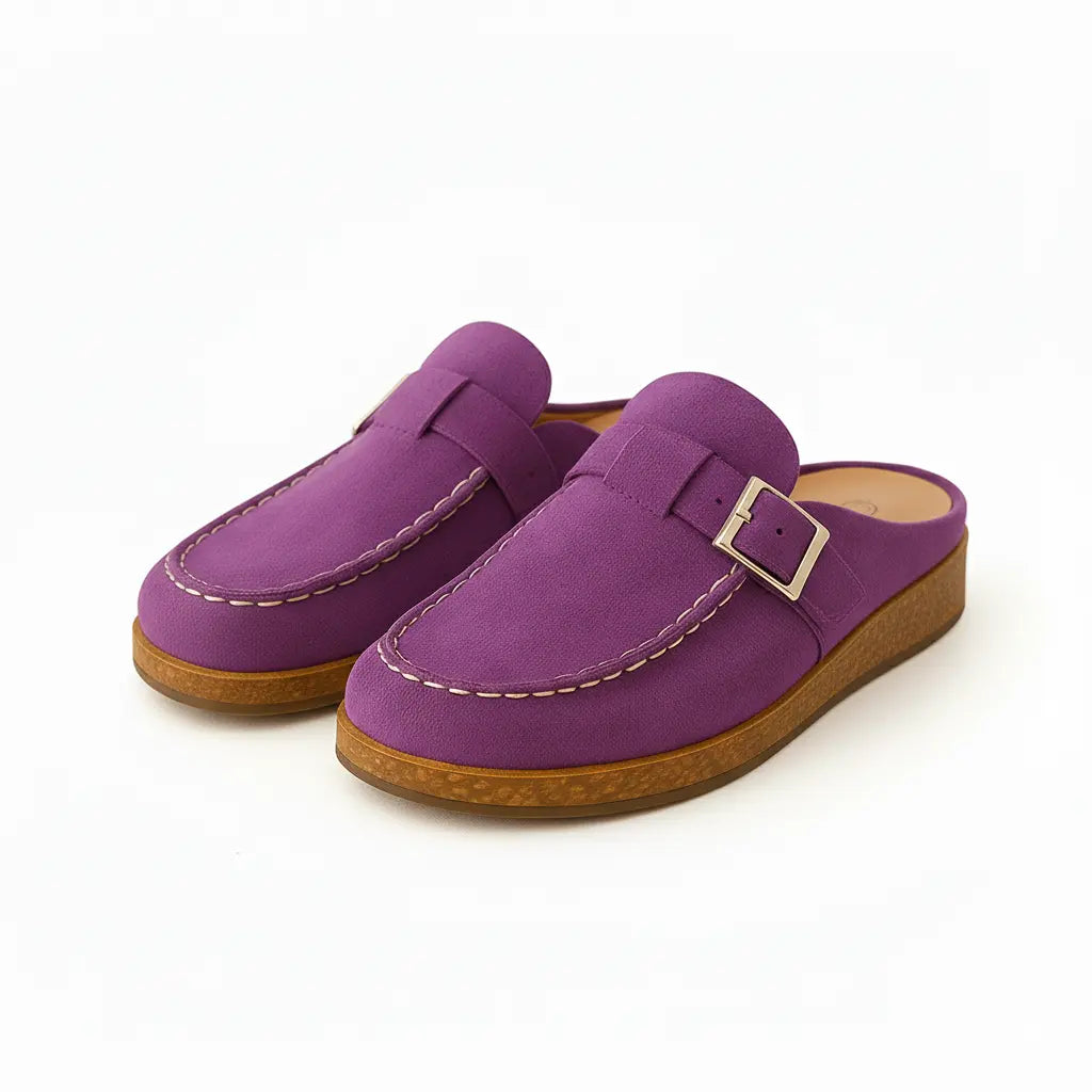 Mules Pour Femmes Confortables Taille Large En Suède Moderne Amawinc Semelle Ergonomique Pour Journée Entière