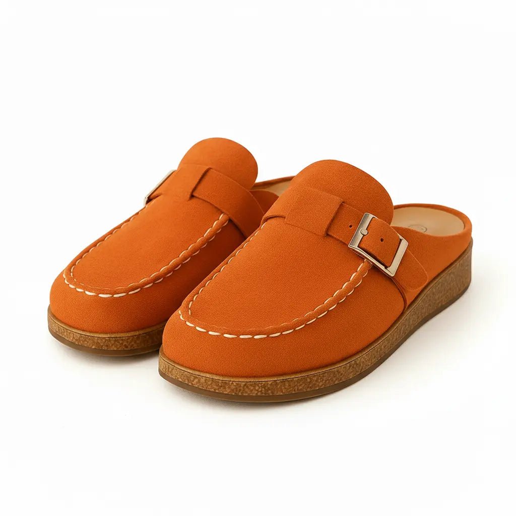 Mules Pour Femmes Confortables Taille Large En Suède Moderne Amawinc Semelle Ergonomique Pour Journée Entière