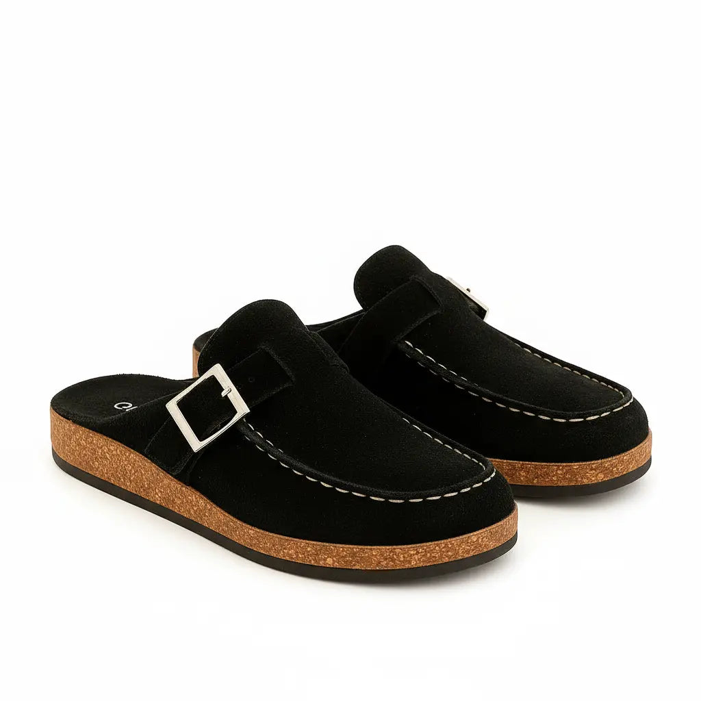 Mules Pour Femmes Confortables Taille Large En Suède Moderne Amawinc Semelle Ergonomique Pour Journée Entière