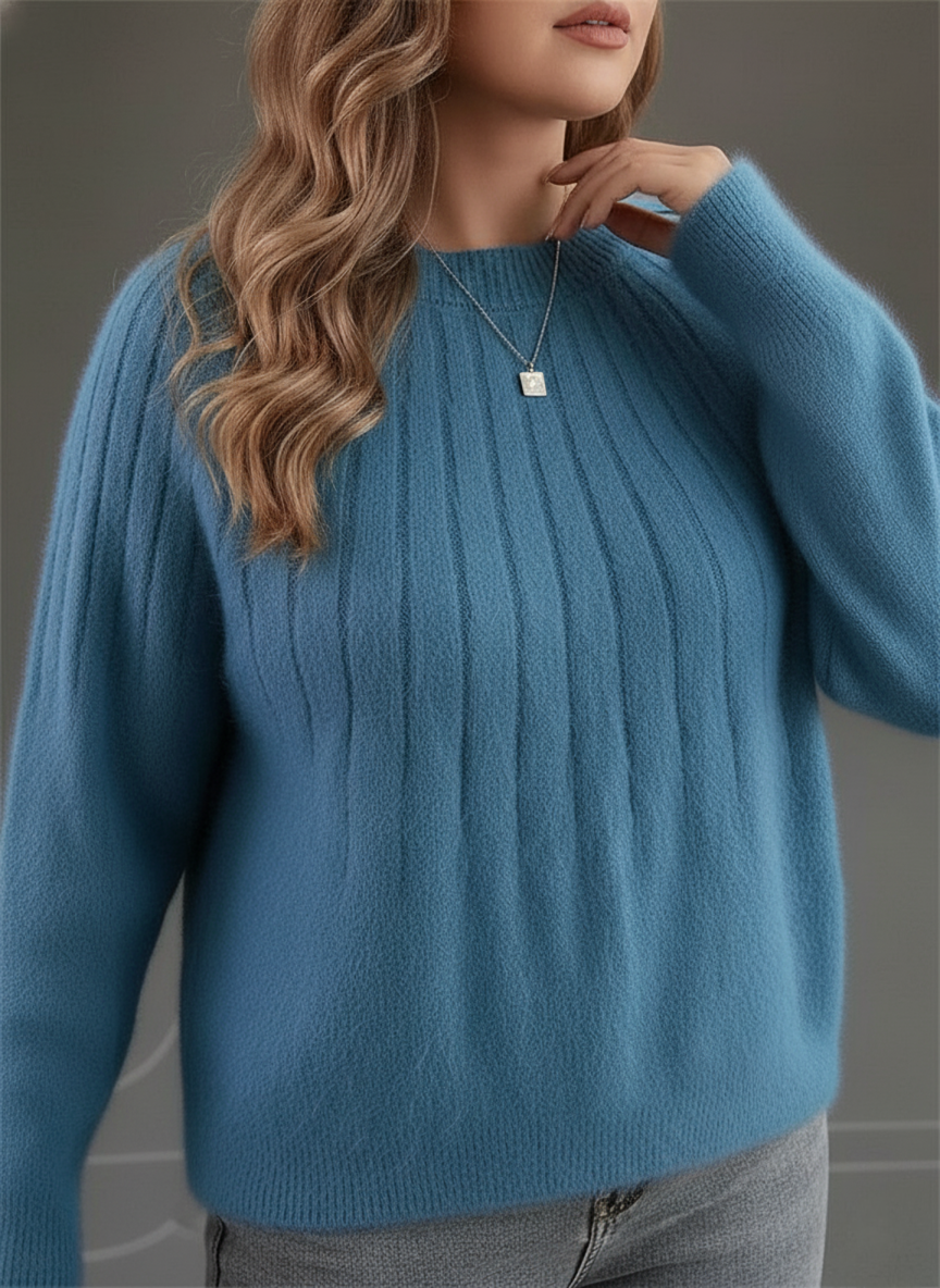 Damen Weicher Rippstrickpullover | Große Größen