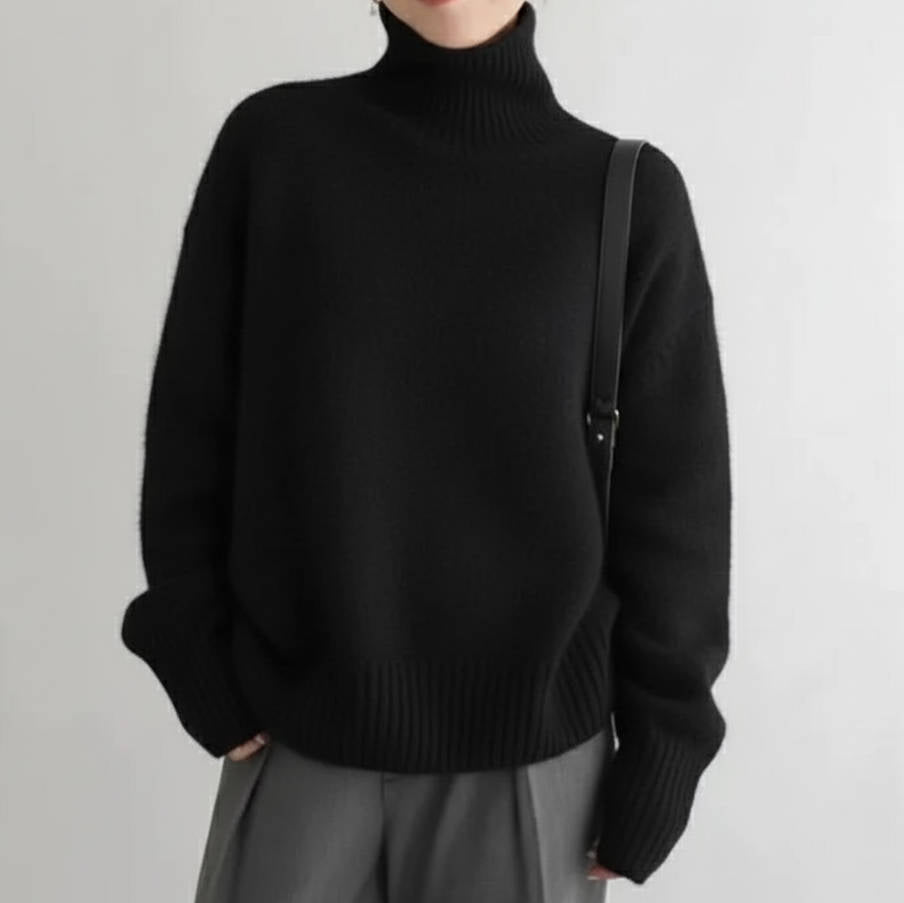 Pull Oversize En Cachemire Pour Femme Col Roulé Chaud Et Confortable Idéal Pour L Hiver