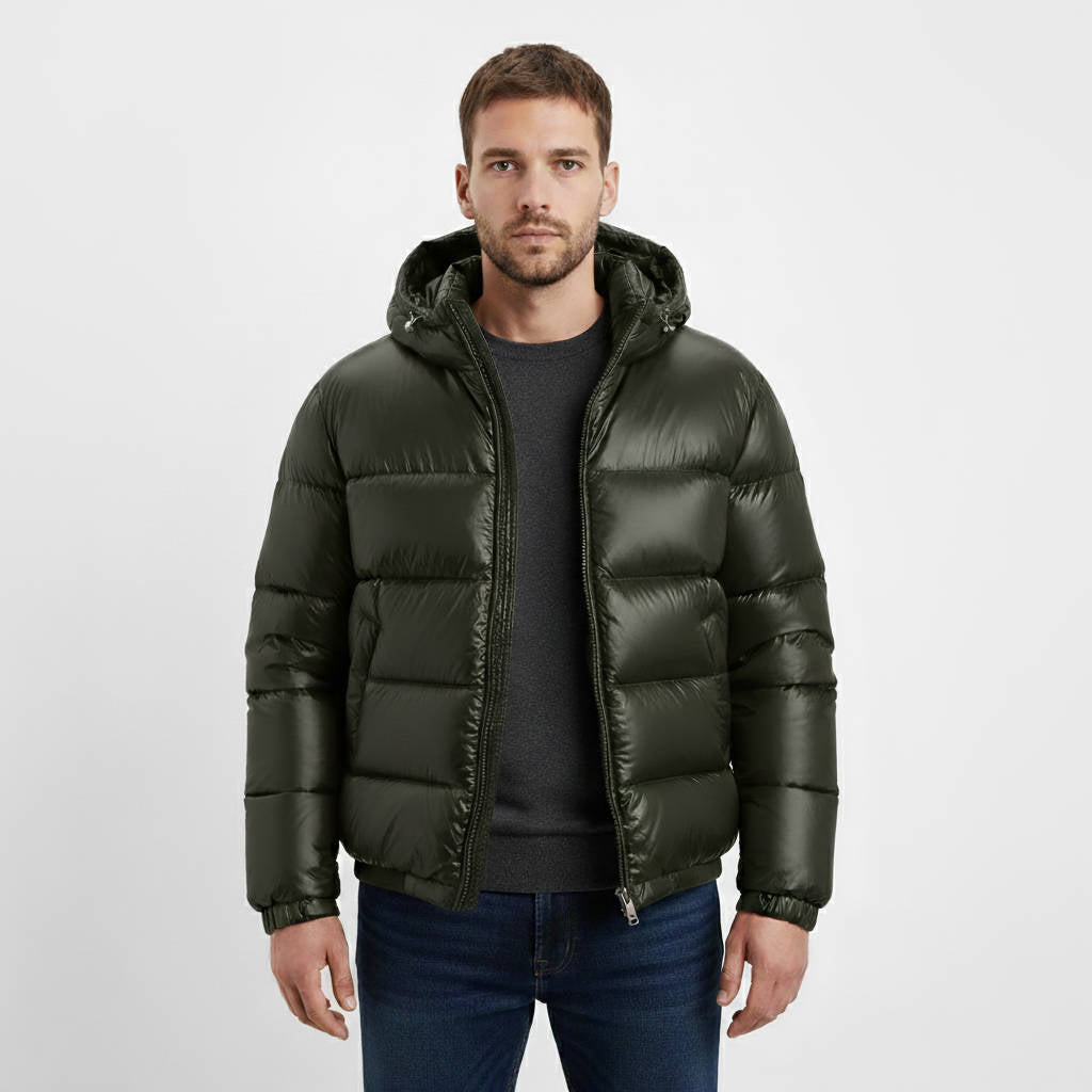 Doudoune Matelassée Brillante À Capuche Pour Homme Amawinc Premium Léger Et Isolée Imperméable