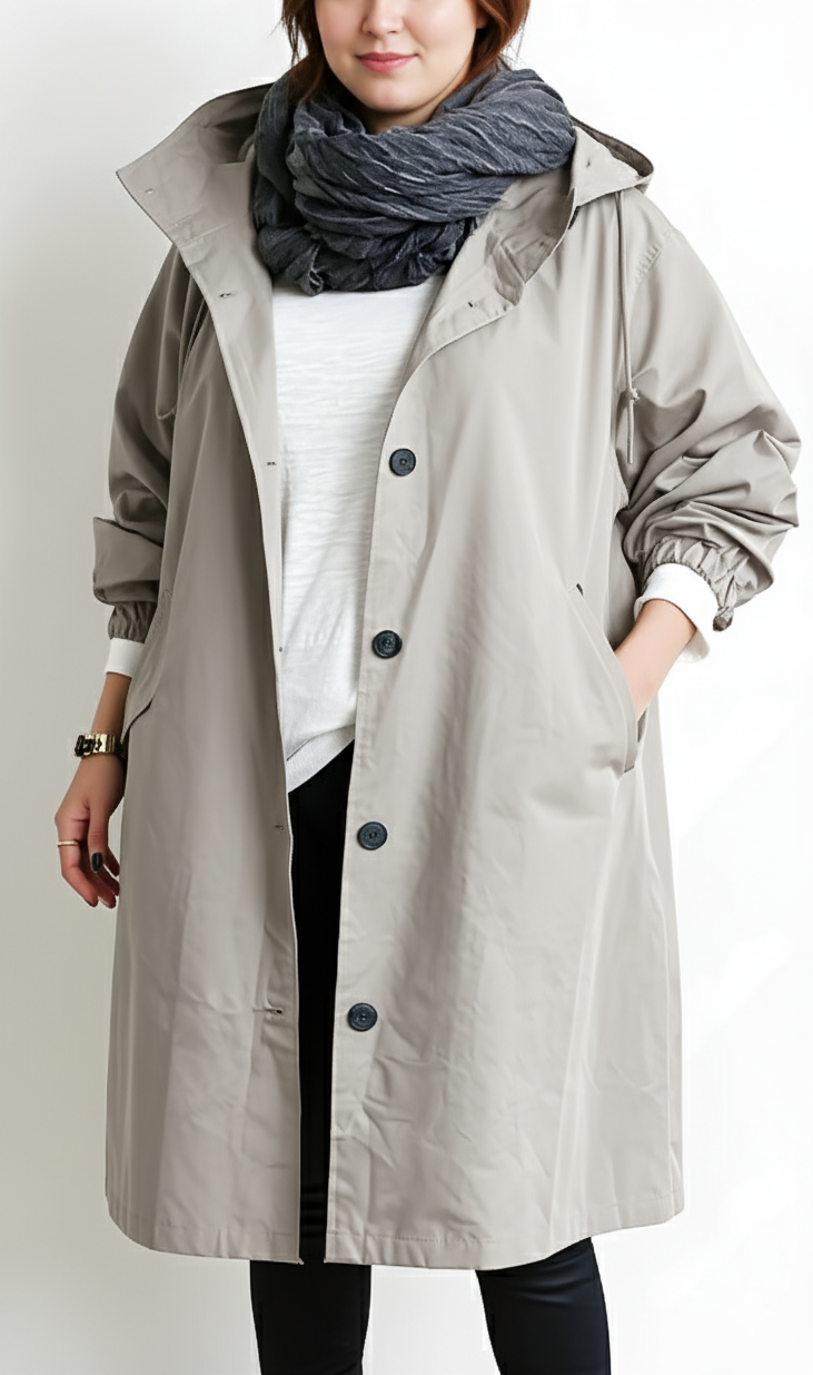 Damen Trenchcoat mit Kapuze | Große Größen