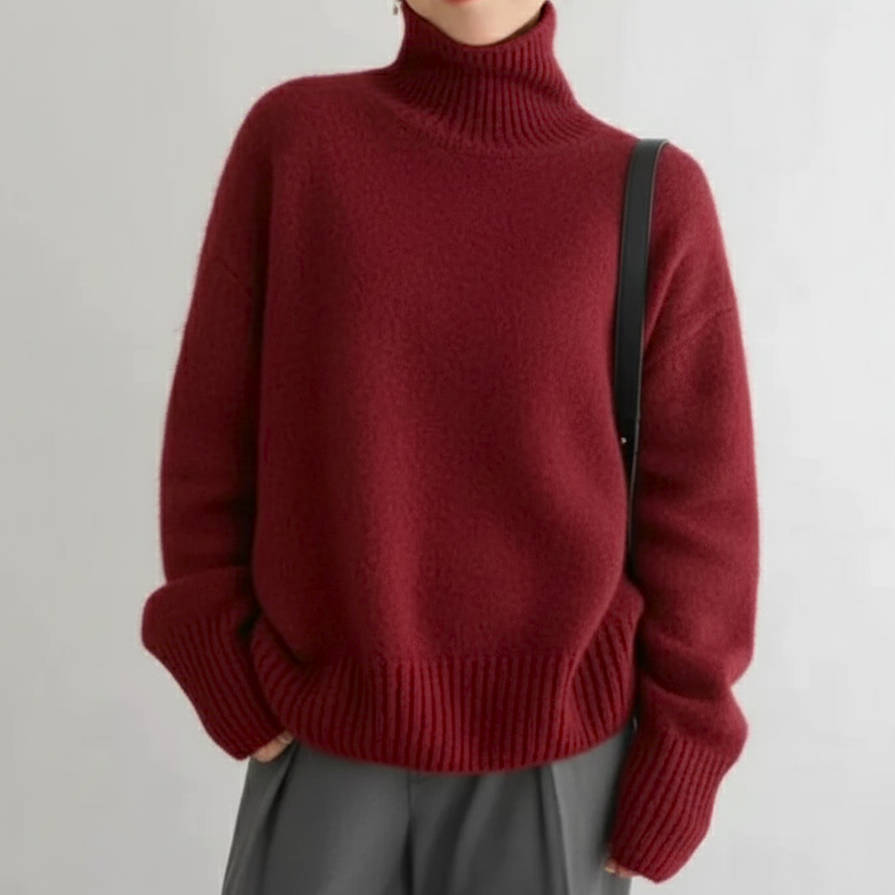 Pull Oversize En Cachemire Pour Femme Col Roulé Chaud Et Confortable Idéal Pour L Hiver